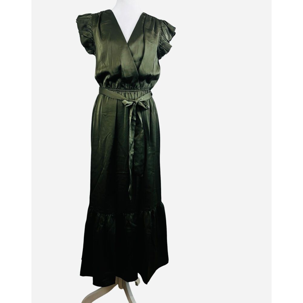 SAM EDELMAN GREEN SMOCKED ELASTIC WAIST DRESS SIZE 6 NWT - Picture 4 of 8